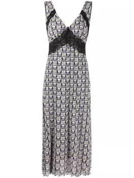 Платье миди с кружевом и цветочным принтом Anna Sui, мультиколор