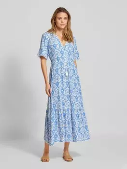 Платье миди с кружевом крючком модель 'HALBA' B.Young, синий