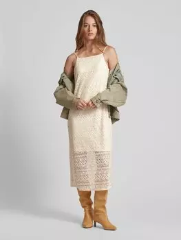 Платье миди с кружевом крючком модель 'MAYA' Vero Moda, бежевый