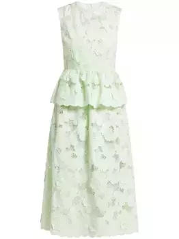 Платье миди с кружевом Self-Portrait, зеленый
