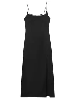 Платье миди с квадратным вырезом и логотипом Jacquemus, черный