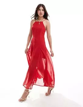 Платье миди с квадратным вырезом и годе ASOS DESIGN