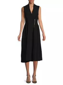 Платье миди с лацканами Notch Stella Mccartney, черный