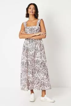 Платье миди с леопардовым лифом и сборками Dorothy Perkins, мультиколор