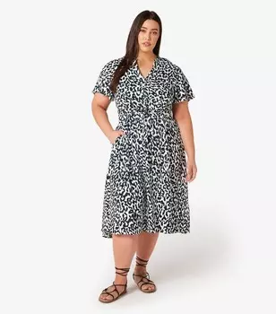 Платье миди с леопардовым принтом Apricot Curve Apricot, белый