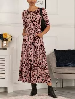 Платье миди с леопардовым принтом Jolie Moi Pauline, розовый