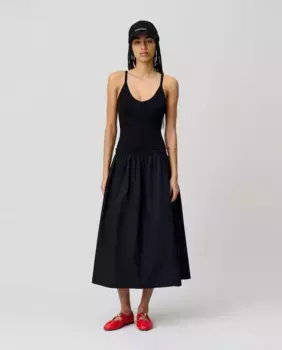 Платье миди с лифом крючком Claudie Pierlot, чёрный