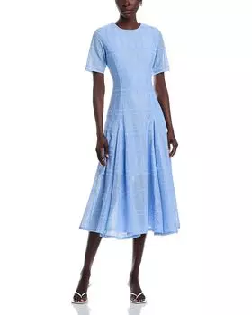 Платье миди с линейным кружевом Misook, синий