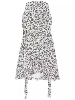 Платье миди с логотипом BALENCIAGA, серый