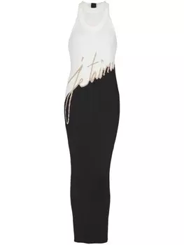 Платье миди с логотипом Balmain, черный