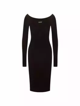 Платье миди с логотипом Off-White, черный