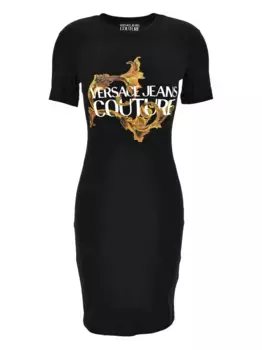 Платье миди с логотипом Versace Jeans Couture, черный