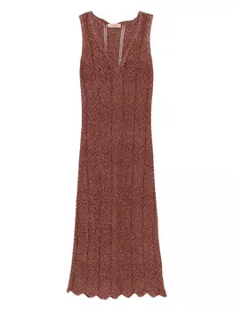 Платье миди с люрексом TWINSET, коричневый