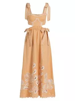 Платье миди с люверсами Farm Rio, песочный