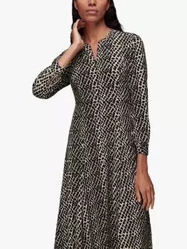 Платье-миди с матовым геометрическим принтом Whistles, Многоцветный