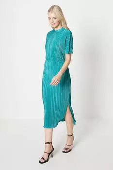 Платье миди с микроплиссировкой и крыльями летучей мыши Debenhams, зеленый