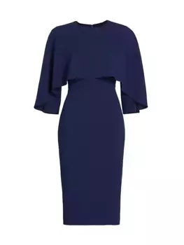 Платье миди с накидкой и лифом Badgley Mischka, цвет marine