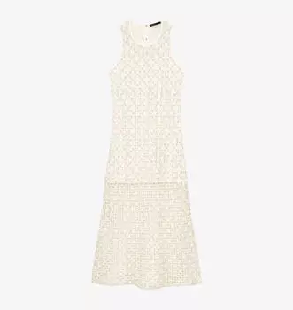 Платье миди с накладным узором, украшенное бисером Maje, цвет blanc