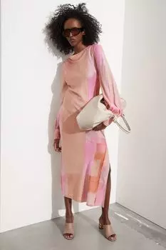 Платье миди с объемными рукавами & Other Stories, розовый