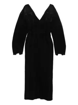 Платье миди с объемными рукавами и V-образным вырезом Haikure, черный
