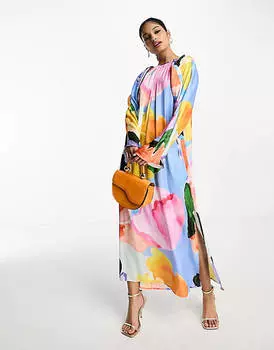 Платье миди с объемными рукавами и объемными рукавами ASOS DESIGN