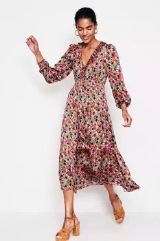 Платье миди с оборками Boden, красный