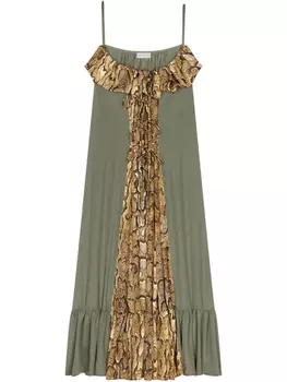 Платье миди с оборками DRIES VAN NOTEN, зеленый