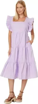 Платье миди с оборками English Factory, сирень
