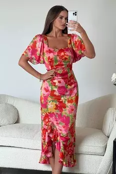 Платье миди с оборками Heidi Girl In Mind, розовый