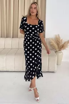 Платье миди с оборками Heidi Girl In Mind, черный