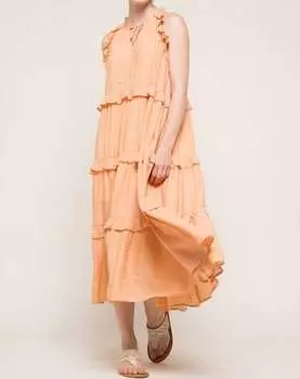 Платье миди с оборками и ярусами цвета папайи &merci, цвет papaya