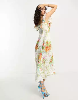 Платье миди с оборками и разноцветным цветочным принтом & Other Stories