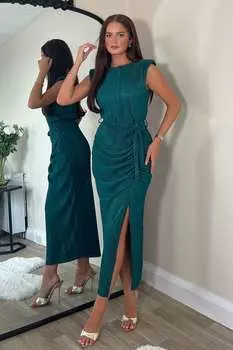 Платье миди с оборками и швами Елена Girl In Mind, зеленый