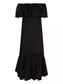 Платье миди с оборками MAX MARA, черный