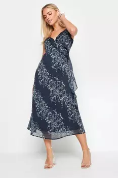 Платье миди с оборками Pixiegirl Petite, синий