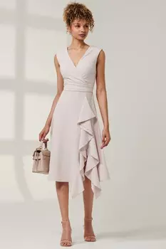 Платье миди с оборками Qiana Jolie Moi, серый