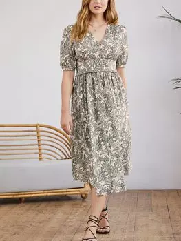 Платье миди с оборкой и талией Baukjen Elaine Paisley, розовое