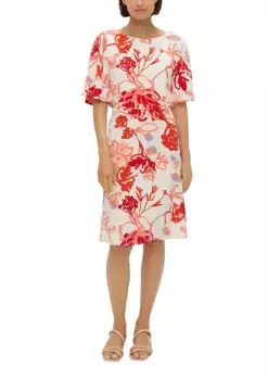 Платье миди S.Oliver BLACK LABEL с принтом по всей поверхности, цвет Cream Red