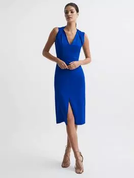 Платье миди с отделкой до плеч Reiss Andi, синий