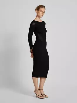 Платье миди с отделкой стразами Patrizia Pepe, черный