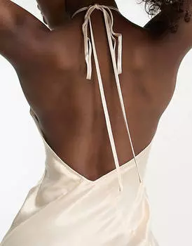 Платье миди с открытой спиной Bardot цвета шампанского