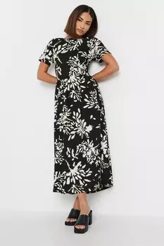 Платье миди с открытой спиной и бантом из монохрома Pixiegirl Petite, черный