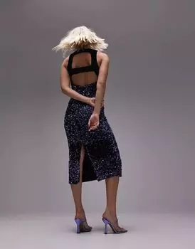 Платье миди с открытой спиной Topshop