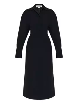 Платье миди с открытым воротником и длинными рукавами Victoria Beckham, черный