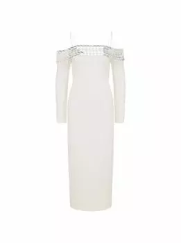 Платье миди с открытыми плечами David Koma