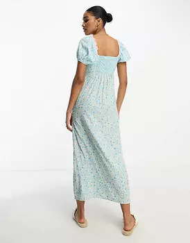 Платье миди с открытыми плечами и принтом в полоску ASOS DESIGN