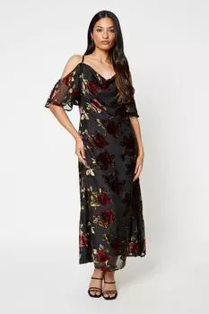 Платье миди с открытыми плечами Rose Devore Dorothy Perkins, черный