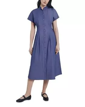 Платье миди с отложным воротником и застежкой на пуговицы Misook, синий