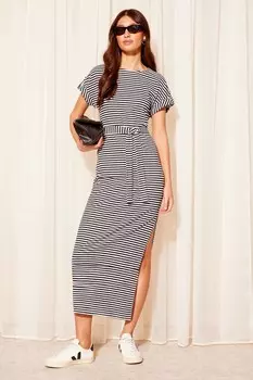 Платье миди с отложными рукавами и поясом Friends Like These, синий