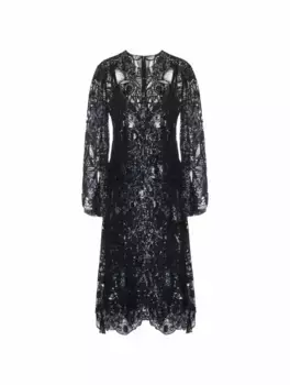 Платье миди с пайетками Elie Saab, черный